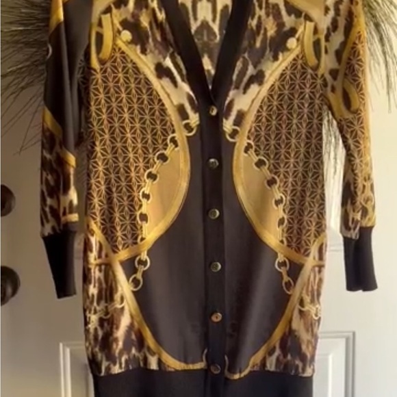 Black label by Chicos women’s duster size 00 gold and cream color - Picture 3 of 12